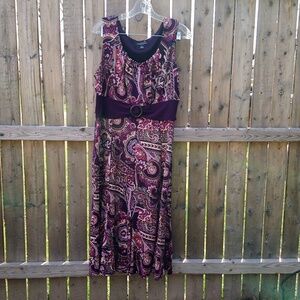 Perceptions New York Paisley Colorful Silky Sleeveless Flowy Dress